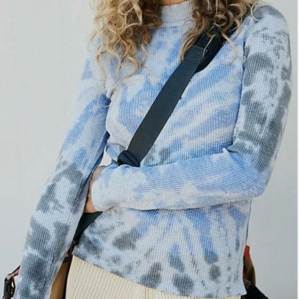 We The Free Ribbed Thermal Long Sleeve, Blue Tie Dye
